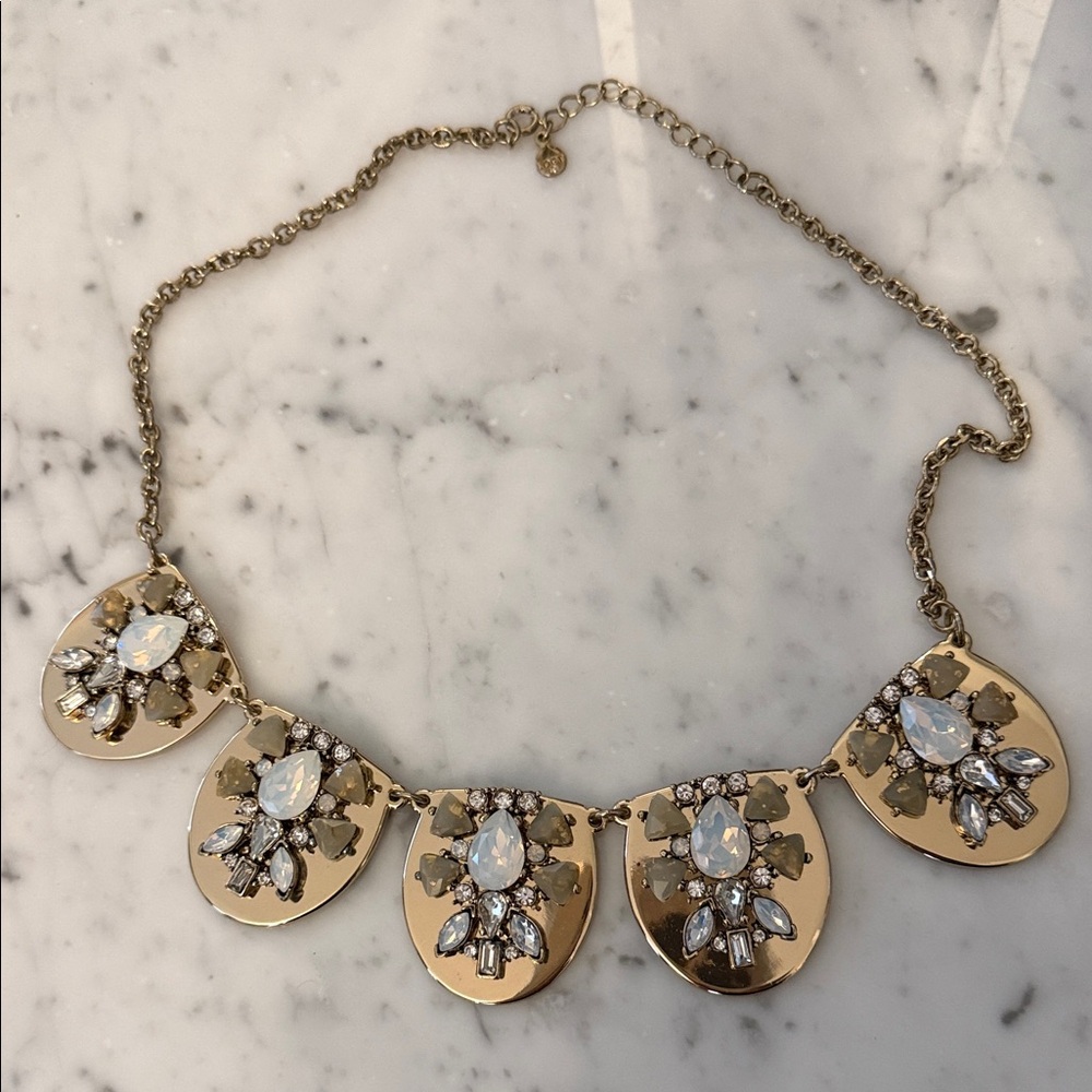 LOFT Gold-Tone Necklace with Opalescent and Clear Stones